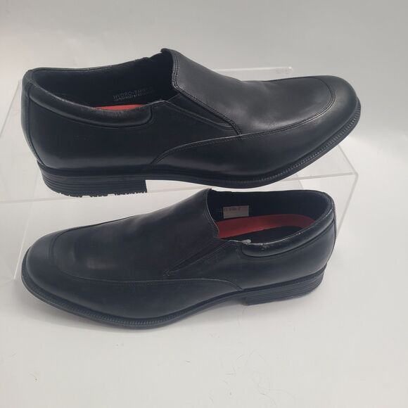 Men\'s Rockport Slip On Dress Shoes Loafer Black Leather Trutech V75100  16W